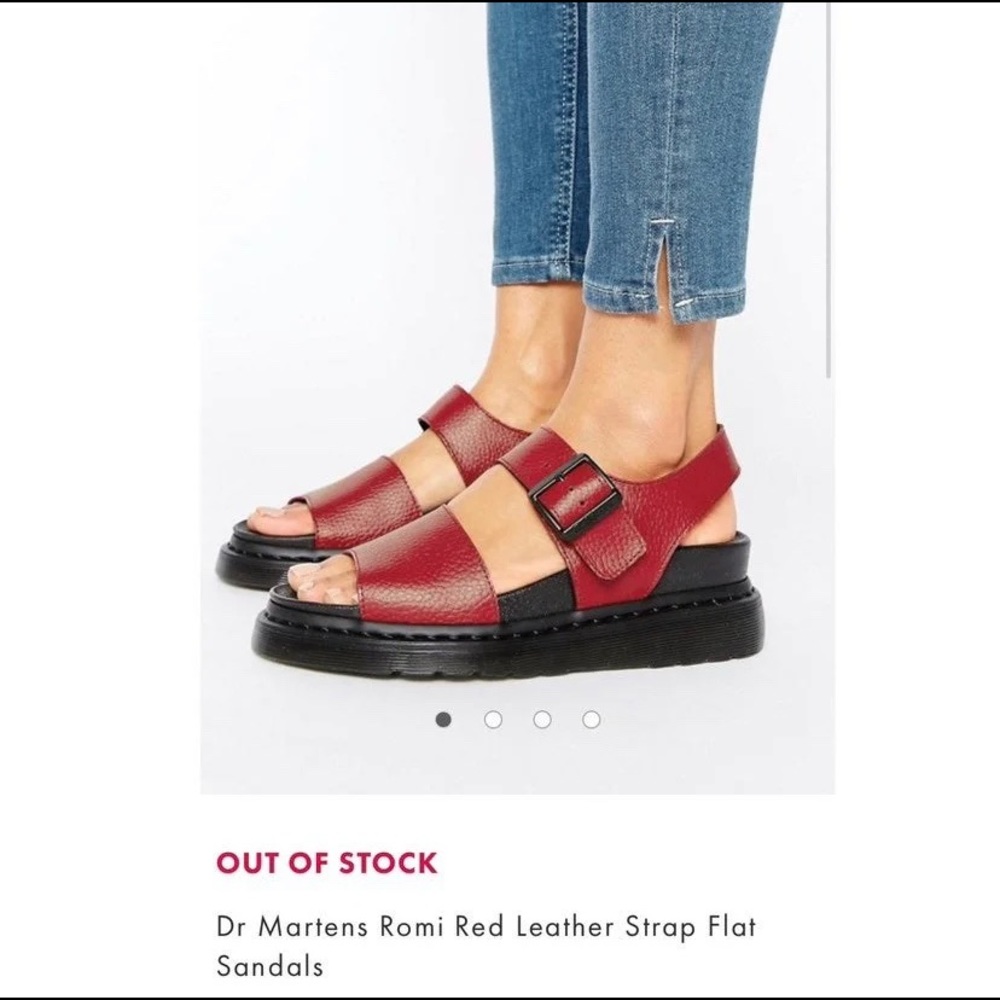 Dr Martens Romi Red Leather Strap Sandals